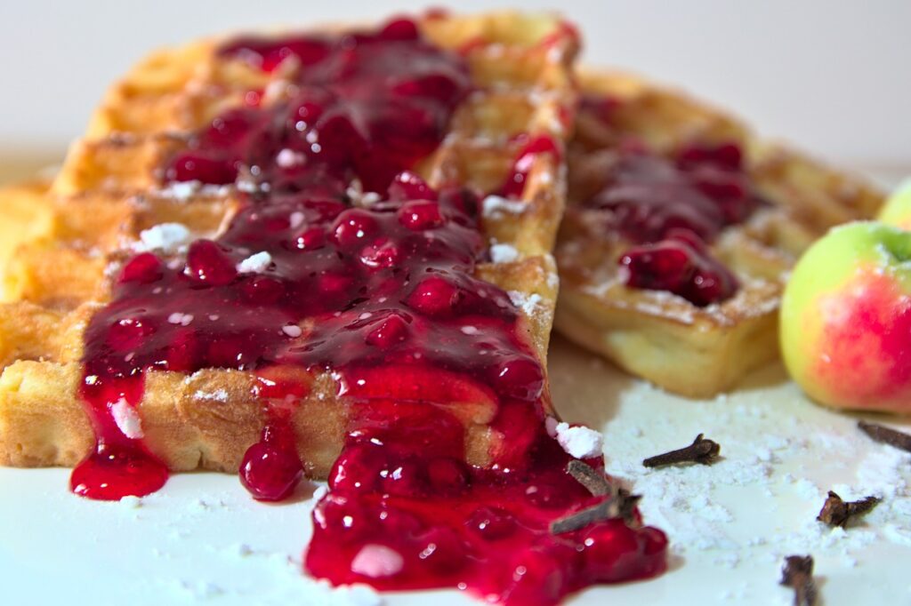lingonberry on american waffles